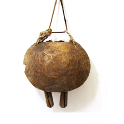 Dzwonek pasterski drewniany Vintage na sznurze XL